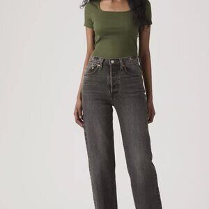 Black Levi's Ribcage Straight Ankle Jeans